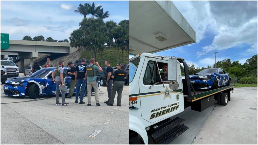 A Florida man's Dodge Charger after high speed pursuit