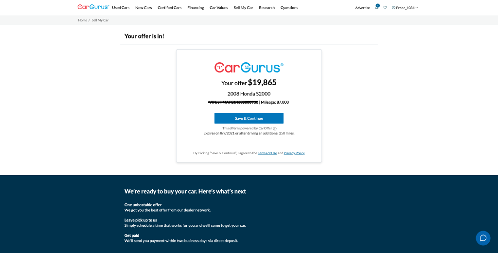 The CarGurus Instant Cash Offer