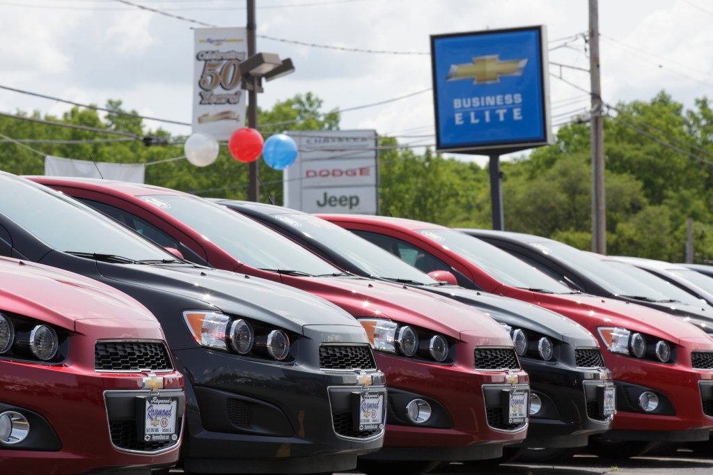 Chevrolet dealership with cars that are likely selling for MSRP