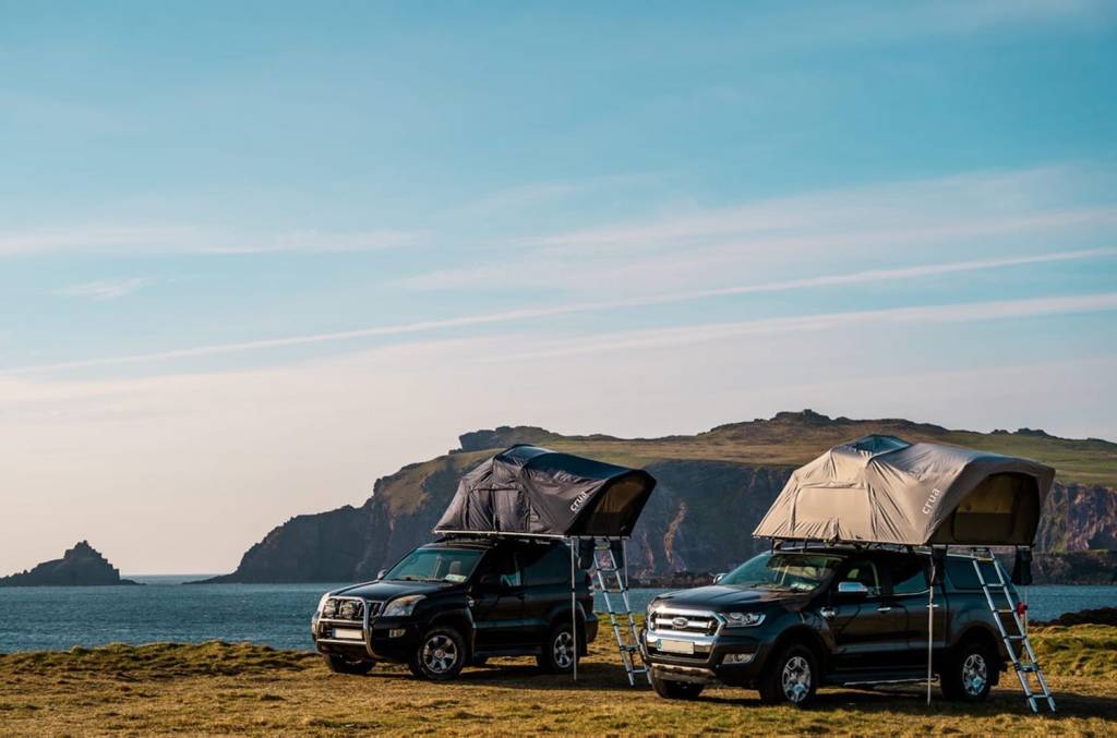 IndieGogo campaign photo of Two Aer Rooftop Tents | Crue Outdoors. One of the 5 Best Rooftop Tents For Overlanding -- According to Popular Mechanics