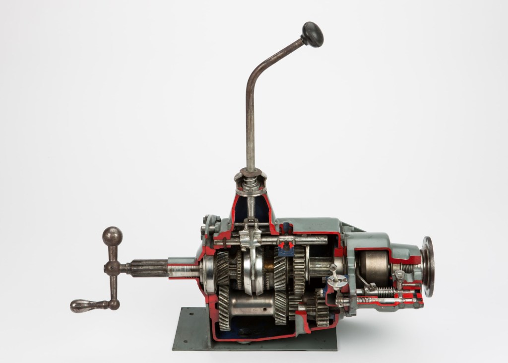 A cutaway 1940s GM manual transmission