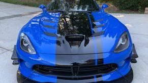 Dodge Viper ACR Extreme for sale on Bring a Trailer in blue with a black racing stripe