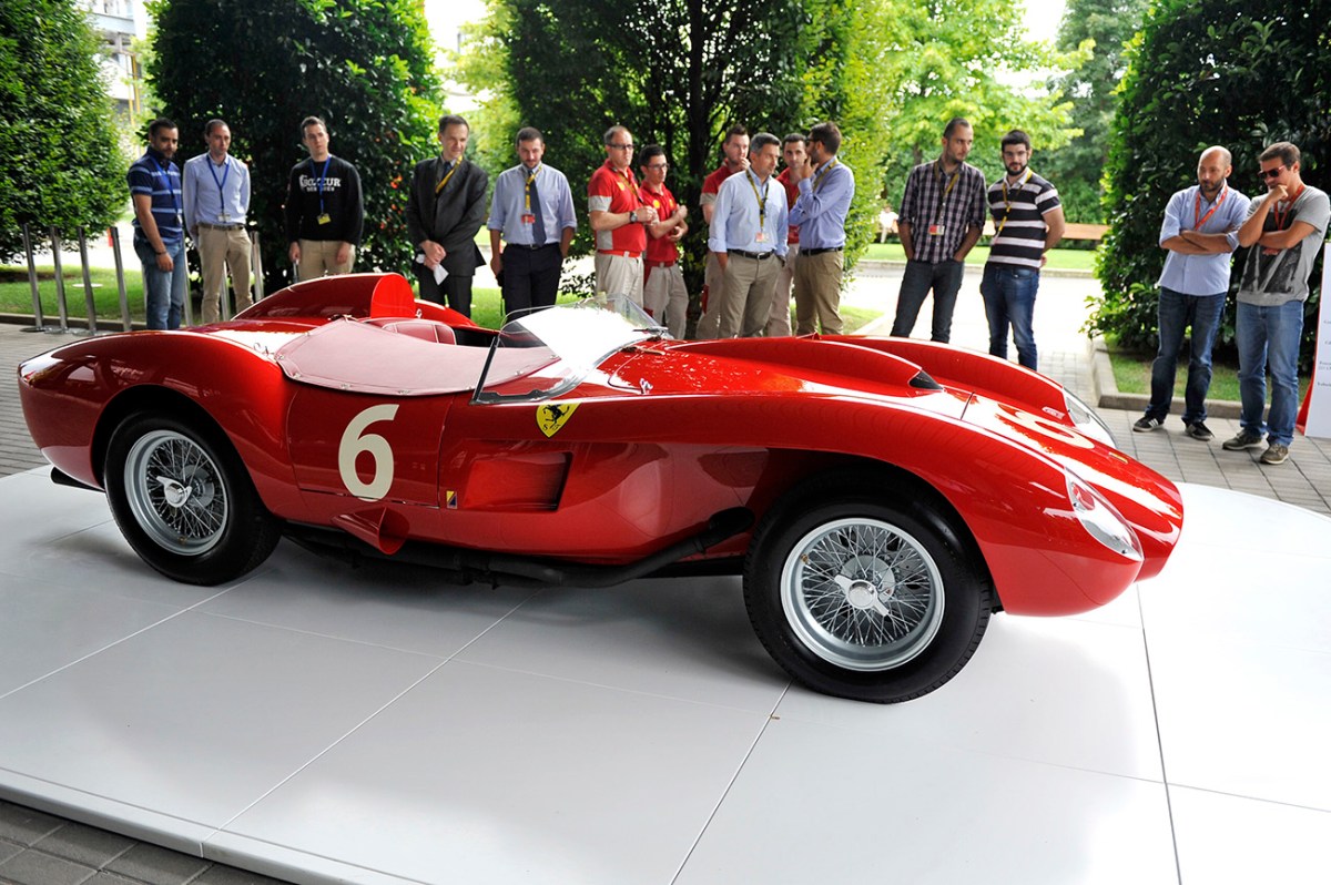 1957 Ferrari 250 Testa Rossa race car on display.