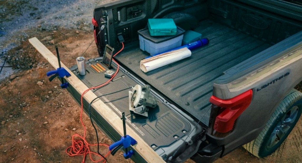 The Ford F-150 Lightning's truck bed.
