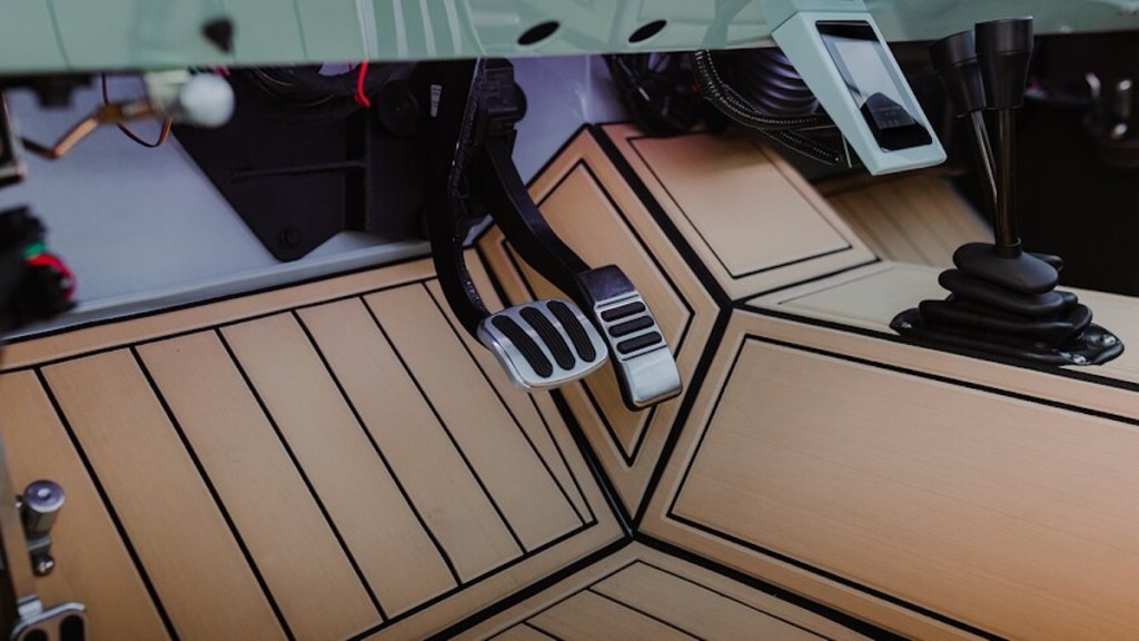 interior shots of the pedals for the electric Ford Bronco