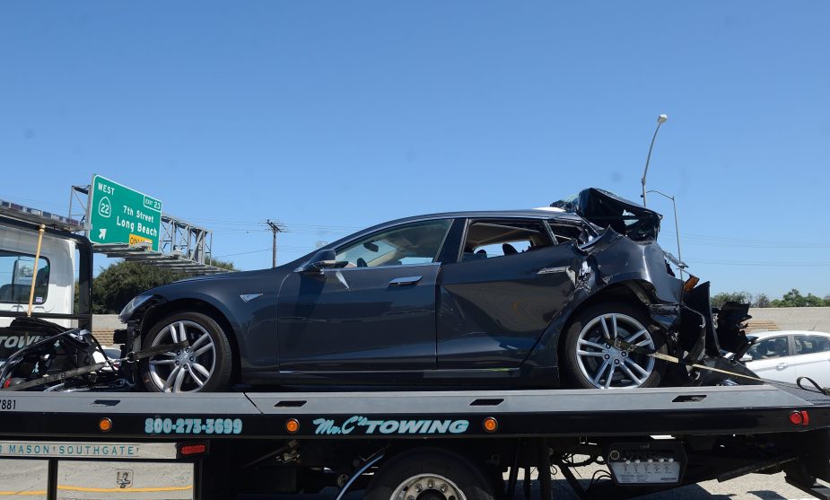 Crashed Tesla On Flatbed