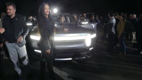Rihanna at a Rivian R1T event. Rivian IPO: Backed By Amazon And Ford, Startup Files For $80 Billion