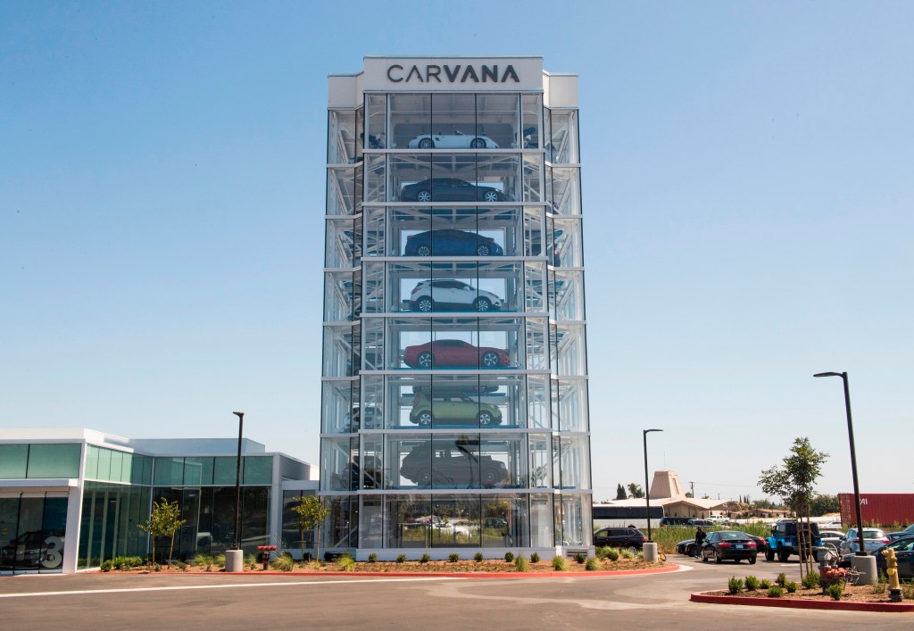 A Carvana vending tower in Huntington Beach, CA