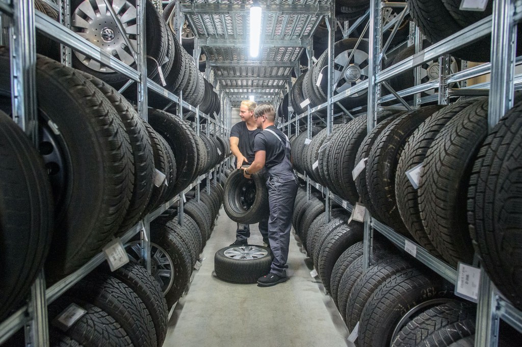 Tires Sitting on Racks