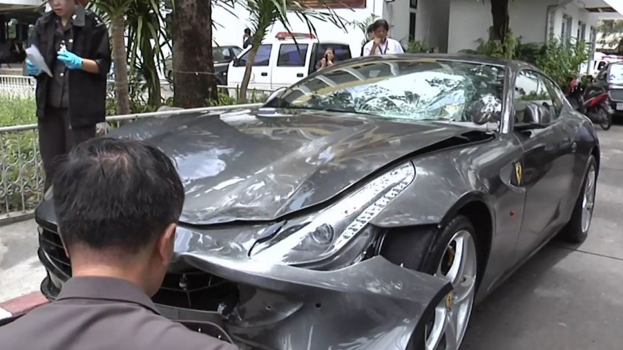 The 2011 Ferrari FF Vorayuth "Boss" Yoovidhya crashed
