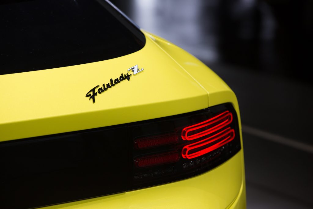 The new Nissan Z's "Fairlady Z" badge on the rear bumper