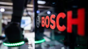The Bosch logo at a plant in Stuttgart