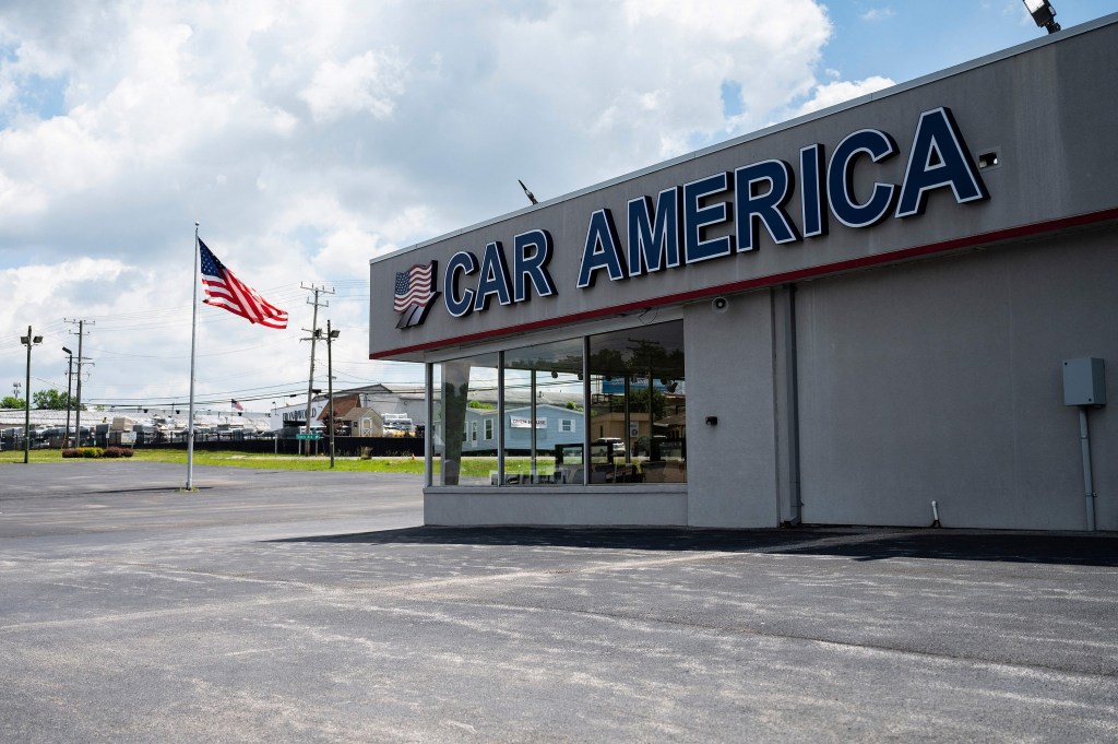 An empty dealership lot in Laurel, Maryland USA