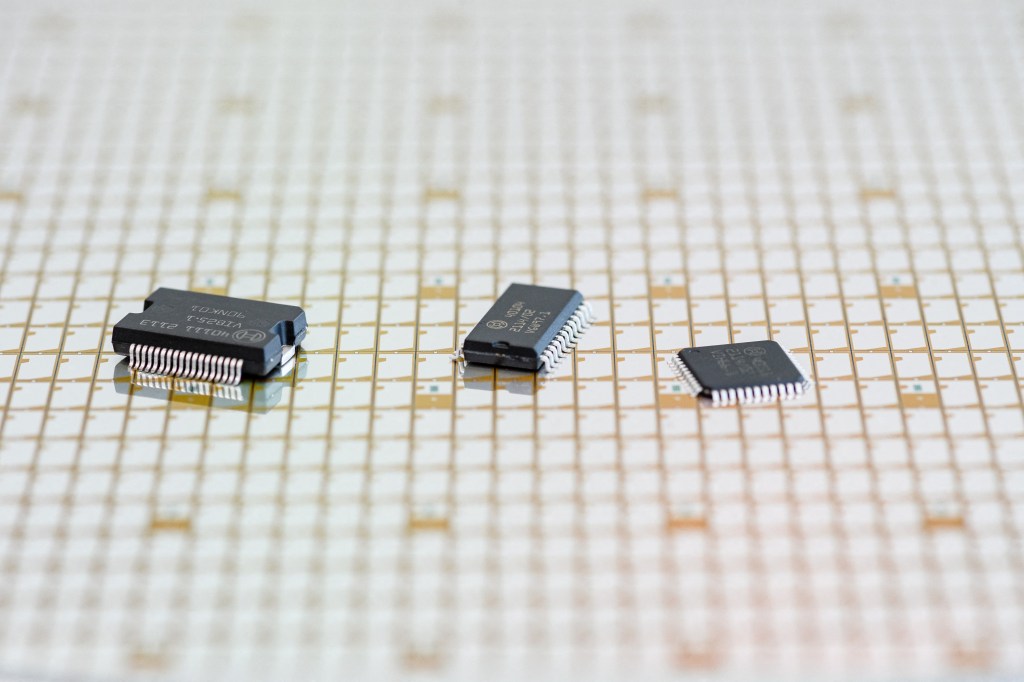 Semiconductors and microchips on a table in Dresden