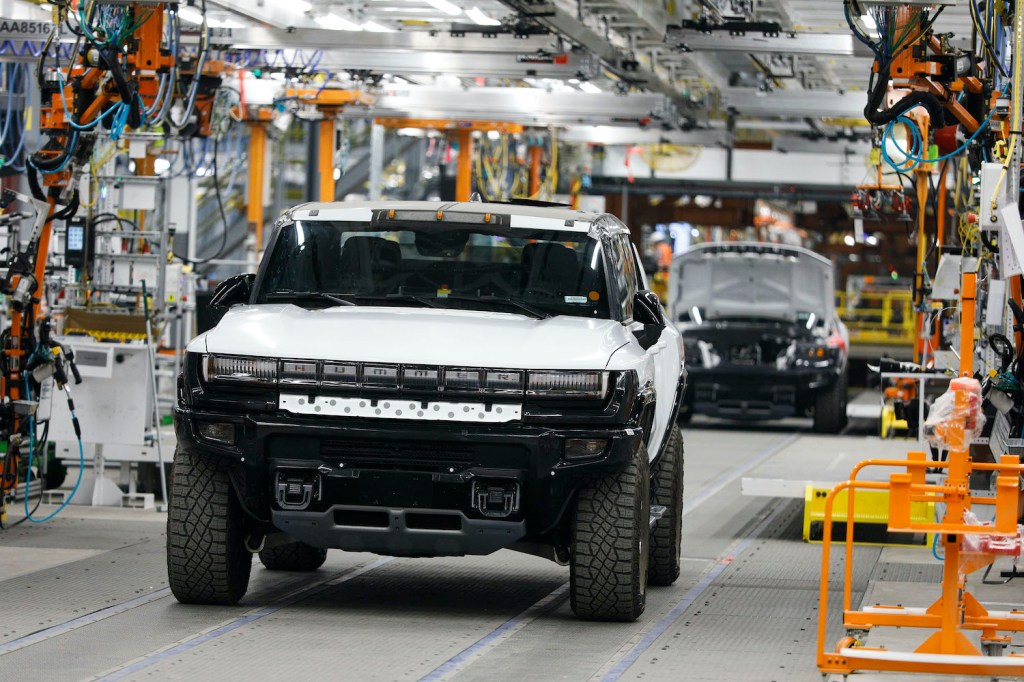 DETROIT, MI - AUGUST 05: A GMC Hummer EV truck is shown at General Motors’ Factory Zero on August 5, 2021 in Detroit, Michigan. Secretary Granholm is touring several manufacturing facilities in southeast Michigan today to help promote the Biden administration’s infrastructure proposal. (Photo by Bill Pugliano/Getty Images), Chevy Bolt Recall: May Affect Hummer EV and Cadillac LYRIQ
