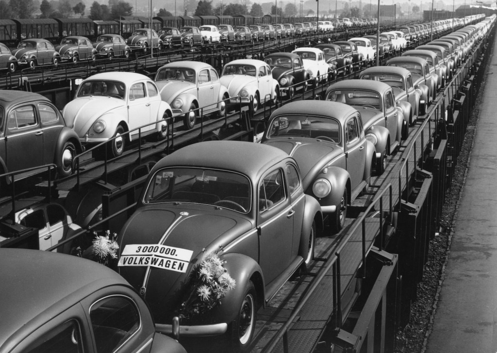 VW Beetle - VW, Beetle, Beetle, factory, Wolfsburg, station, train, freight train. What Is The Best Selling Car Of All Time?