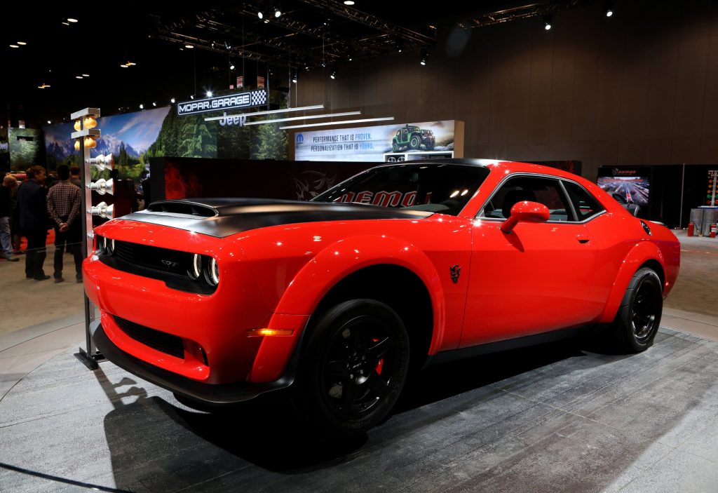 A red Dodge Challenger