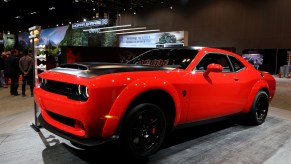 A red Dodge Challenger