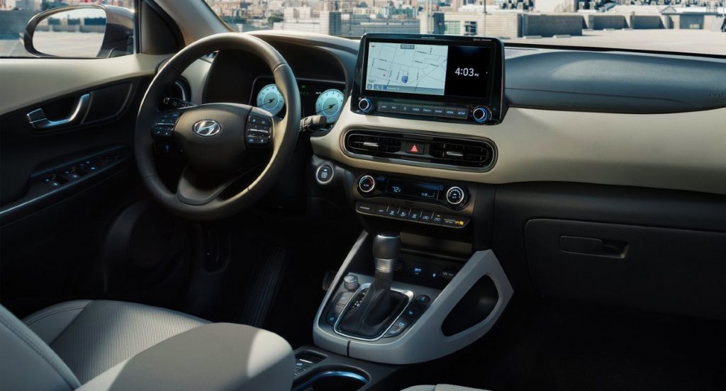 A Hyundai Kona interior. 