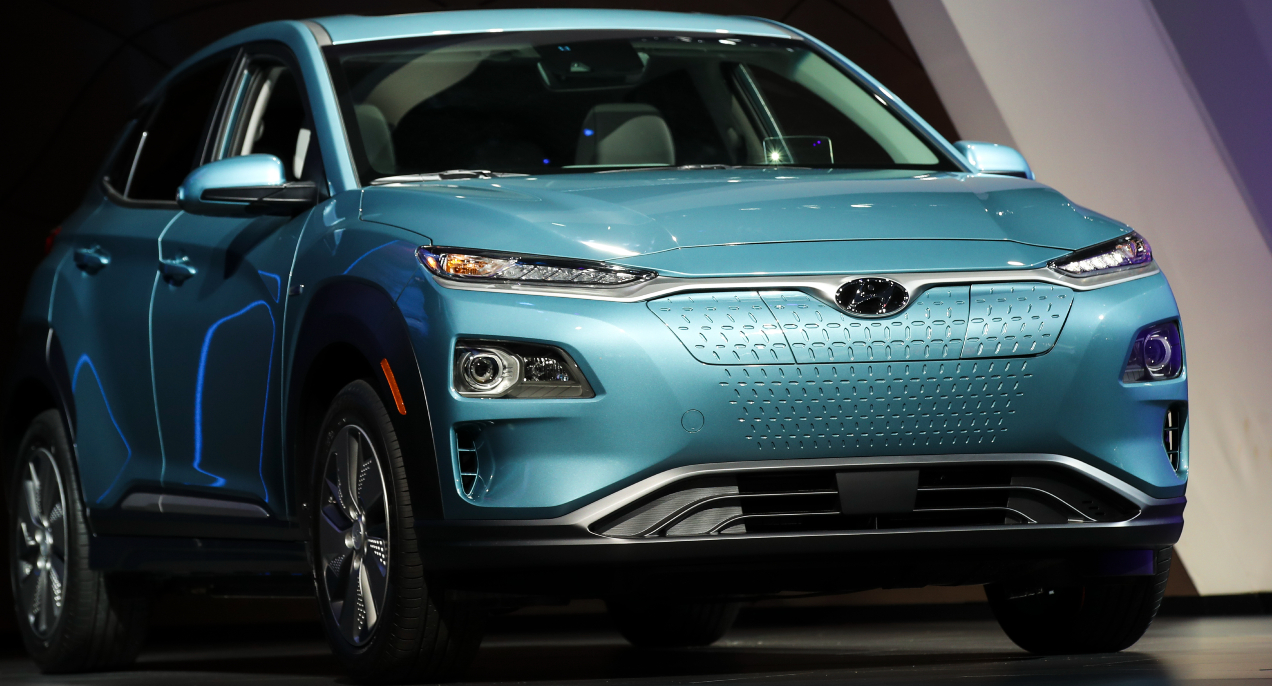The 2019 Hyundai Kona Electric is unveiled at the New York International Auto Show, March 28, 2018 at the Jacob K. Javits Convention Center in New York City.
