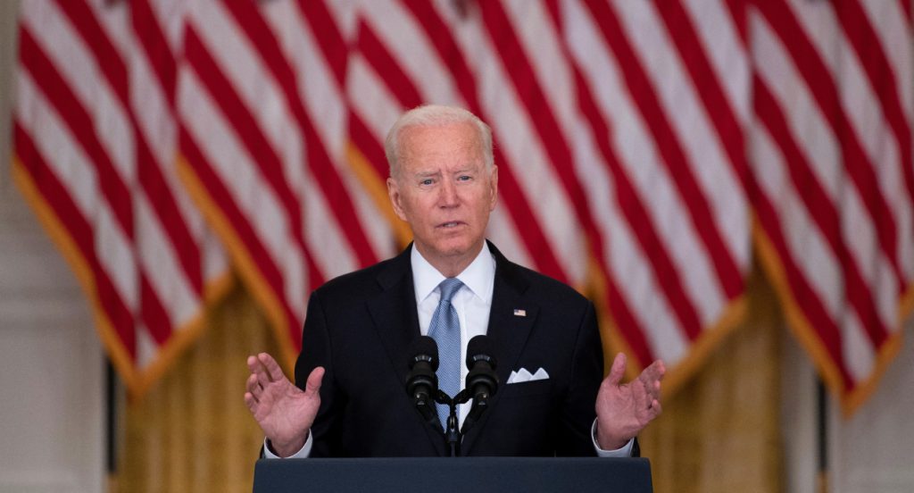 US President Joe Biden speaks about the Taliban's takeover of Afghanistan from the East Room of the White House August 16, 2021, in Washington, DC.