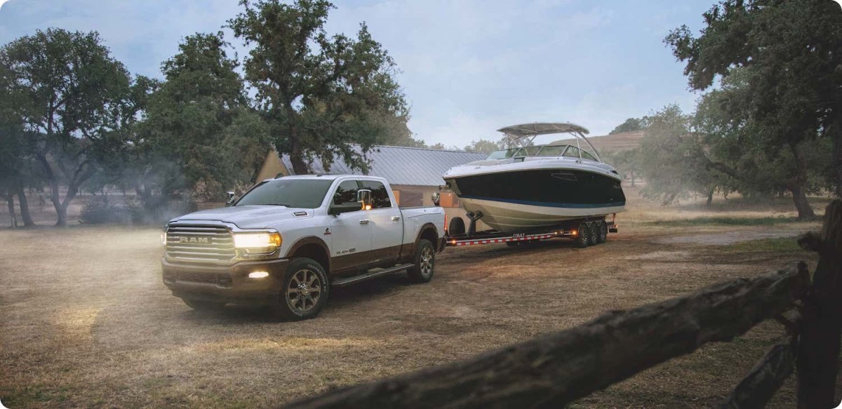 2021 ram 2500 towing a boat