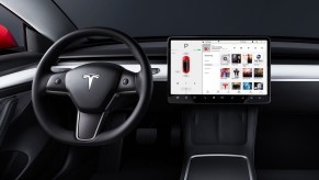 The inside of a Tesla Model 3.