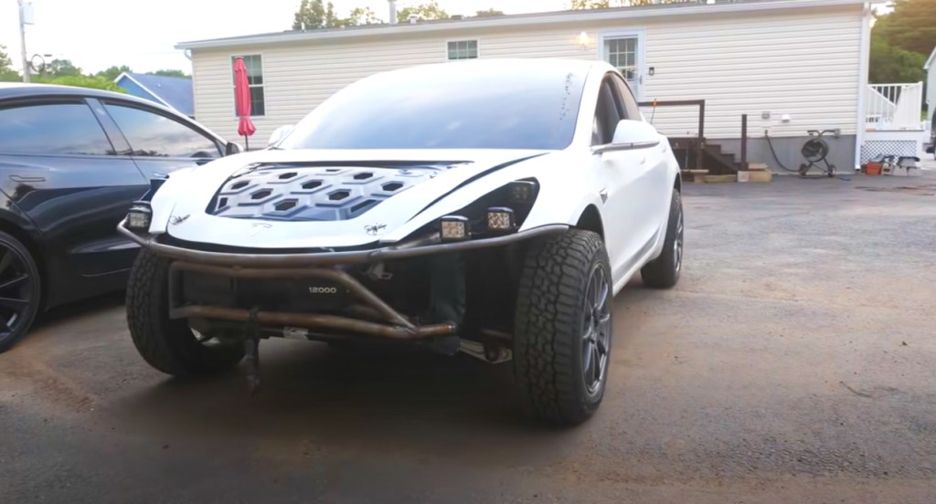 A modified Tesla Model 3.