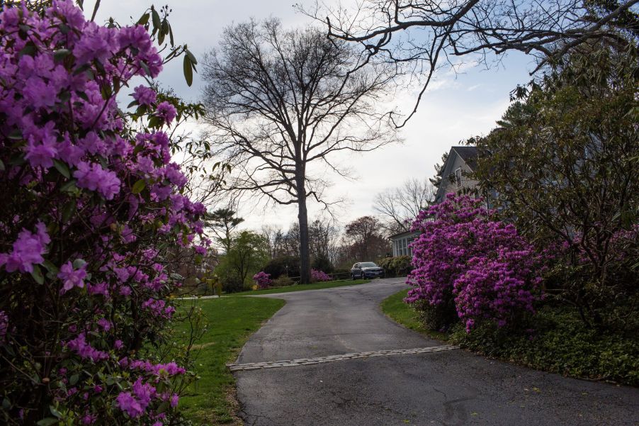 A country lane in the New England area of New Canaan, Connecticut