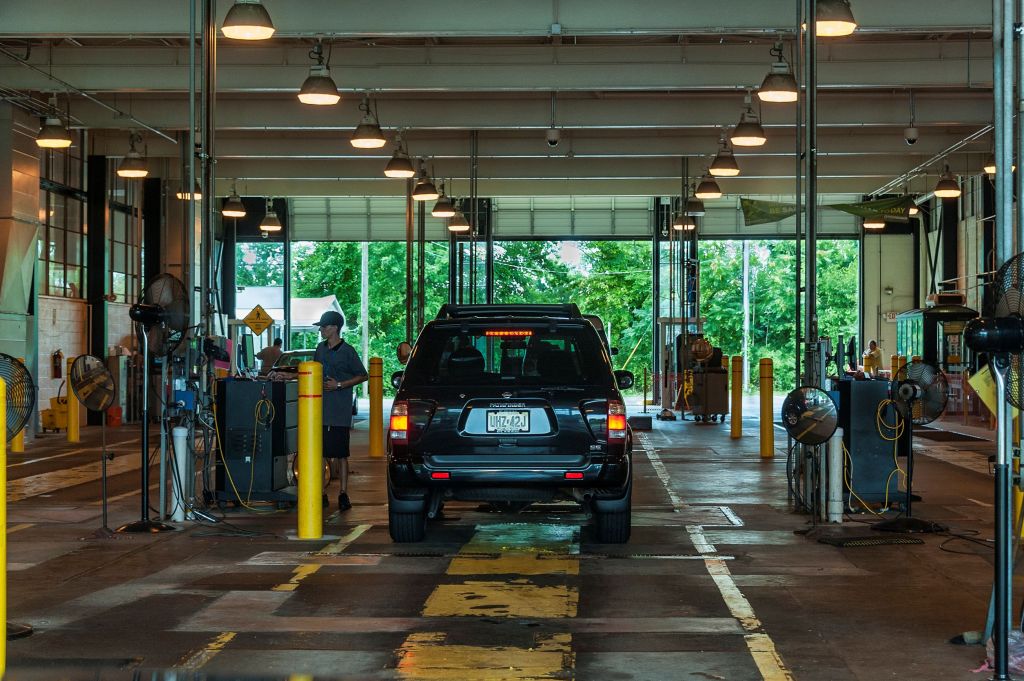 A New Jersey state auto inspection station where rebuilt titles can be issued