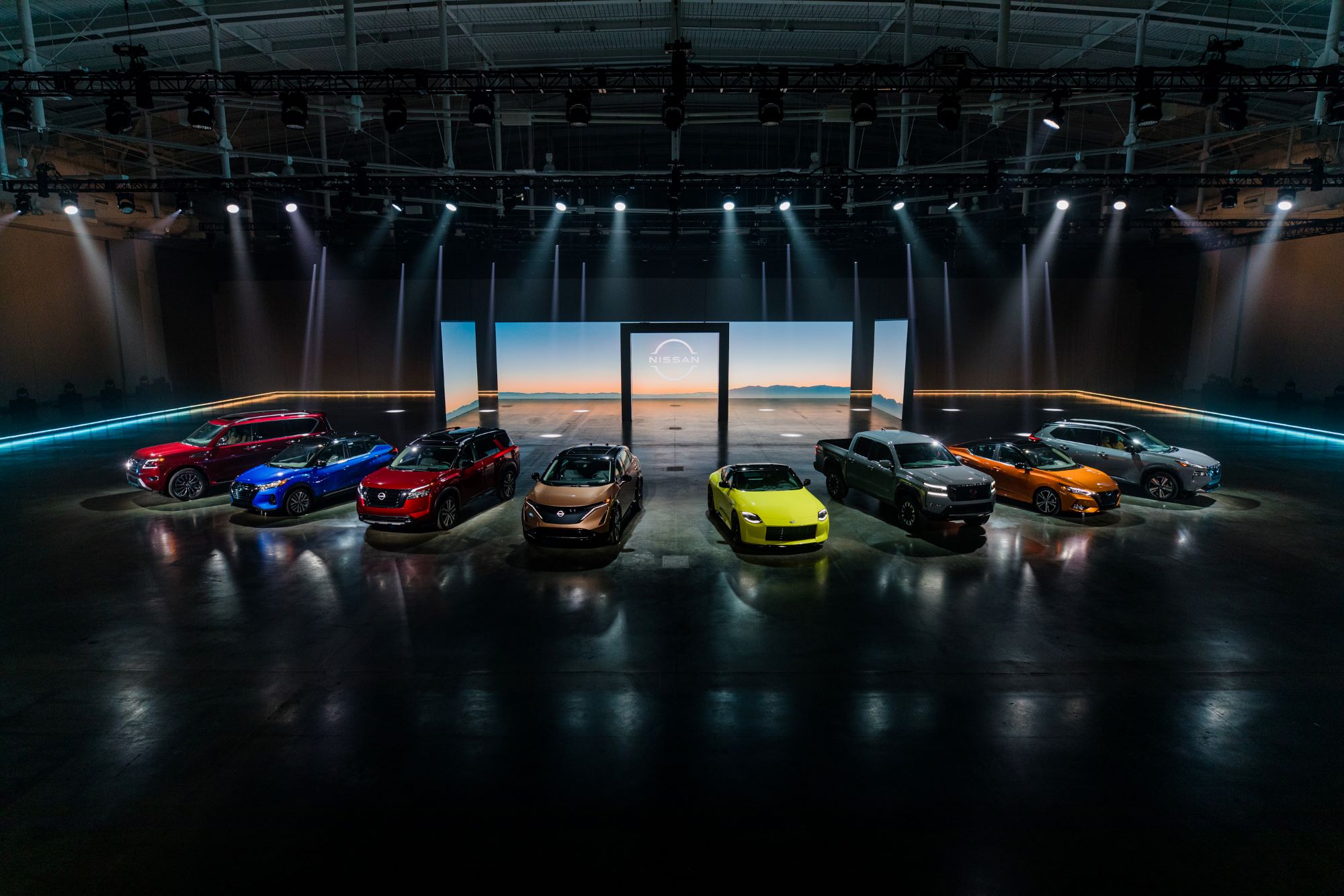 The Nissan 'A to Z' lineup of vehicles at the 2021 Chicago Auto Show