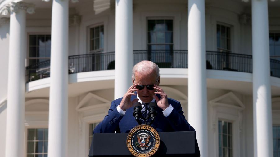 President Joe Biden making a speech on clean cars and trucks at the White House