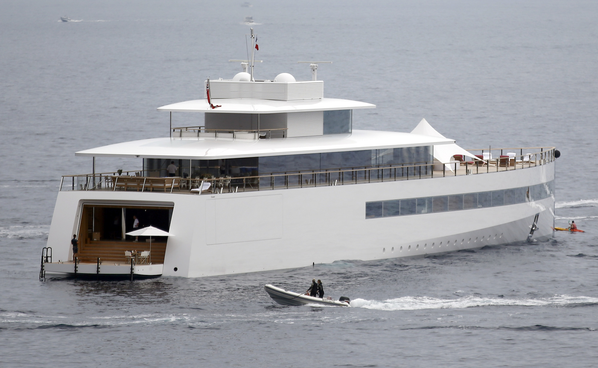 The yacht Venus, designed for Steve Jobs by French designer Philippe Starck, is moored on the French Riviera in July 2013