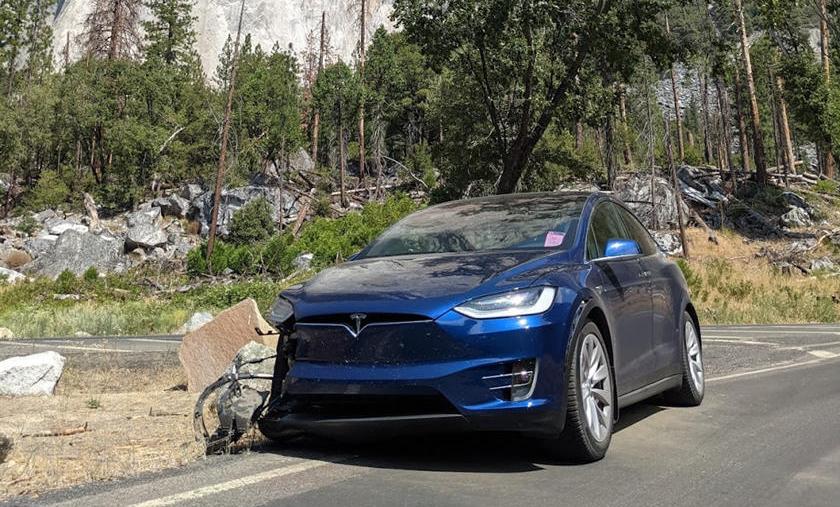 Tesla FSD crash aftermath in Yosemite