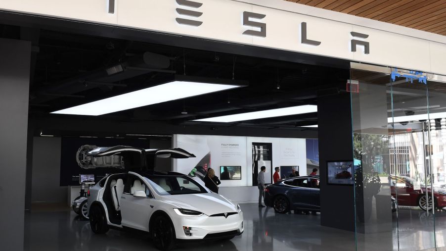 A Tesla showroom within a shopping mall in Los Angeles, California