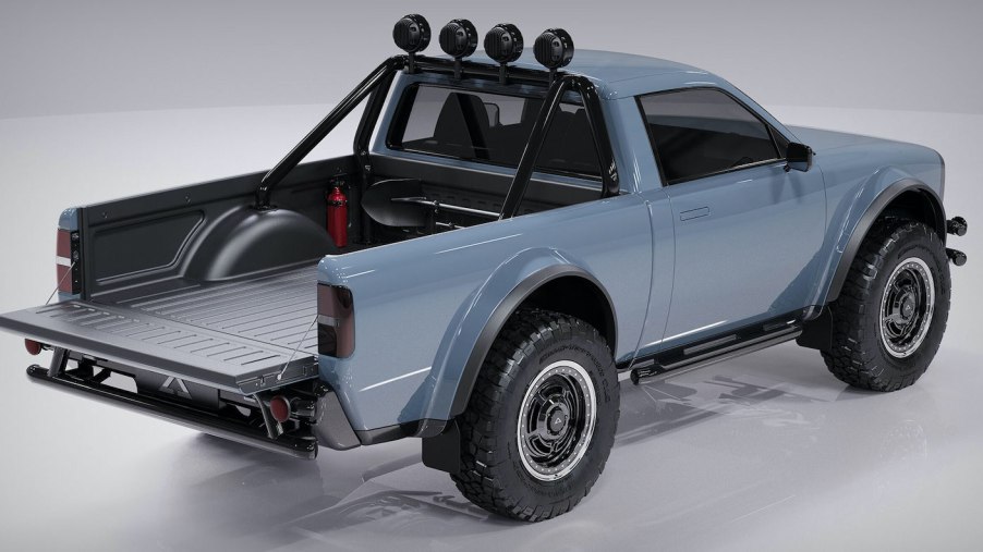 This is a prototype of the Alpha motors WOLF, a true compact truck EV