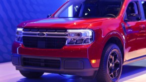 The red Ford Maverick.