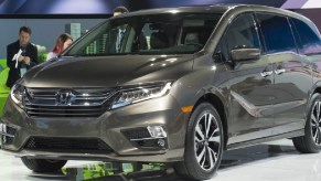 A gray Honda Odyssey.