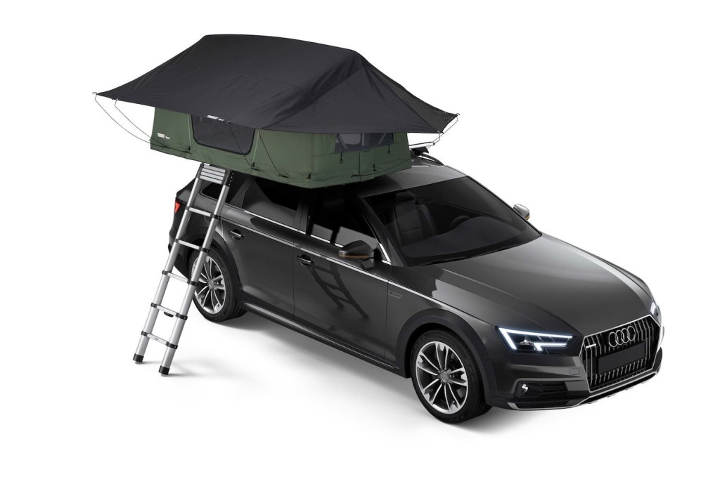 Publicity shot of the Tupei Foothill Softshell Rooftop Tent | Thule. One of the 5 Best Rooftop Tents For Overlanding -- According to Popular Mechanics