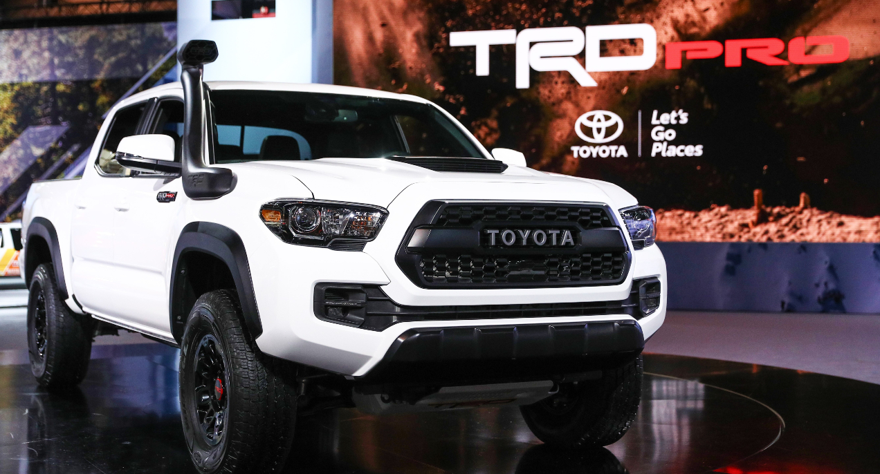 A white Toyota Tacoma TRD Pro. 