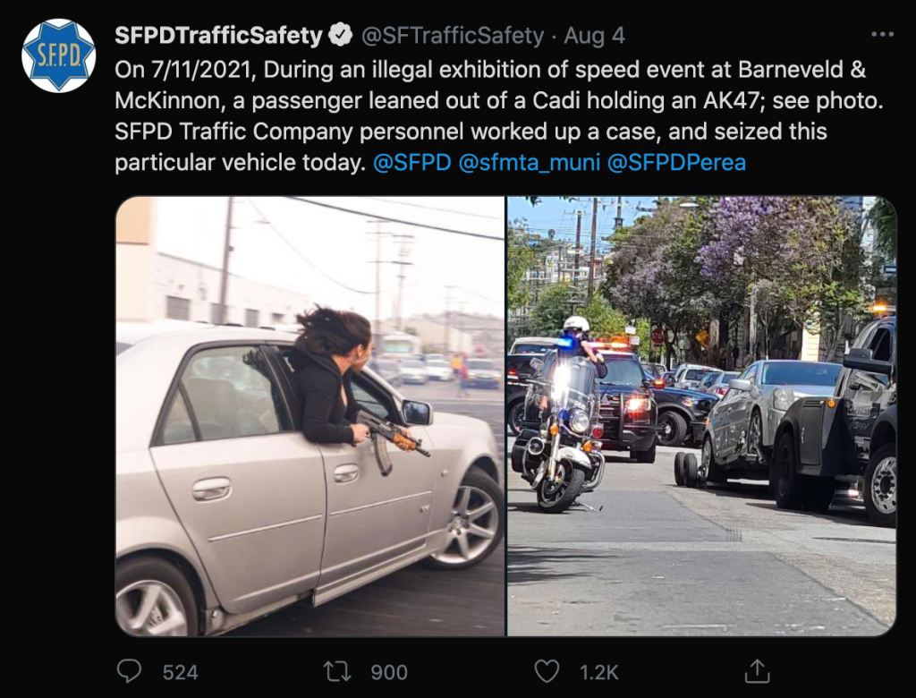 Twitter shot of SFPD post