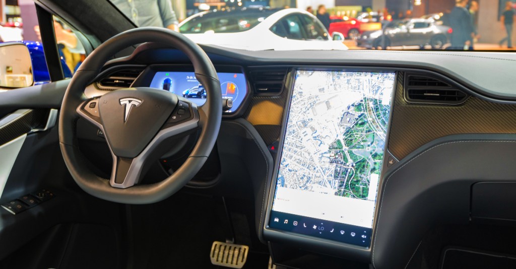 The interior of a Tesla Model X. 