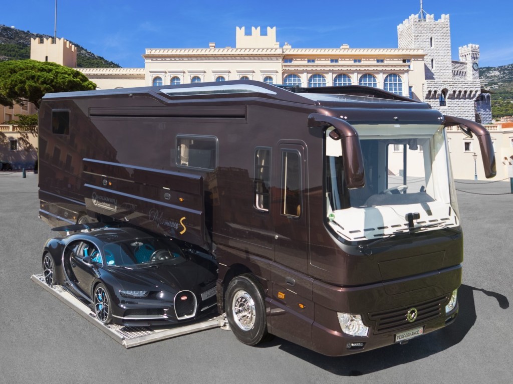 The Volkner Performance S pictured here is the most expensive motorhome in the world and has a garage for your Bugatti Chiron