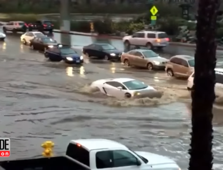Watch a $200,000 Lamborghini Gallardo Supercar Drive Through Flood Waters