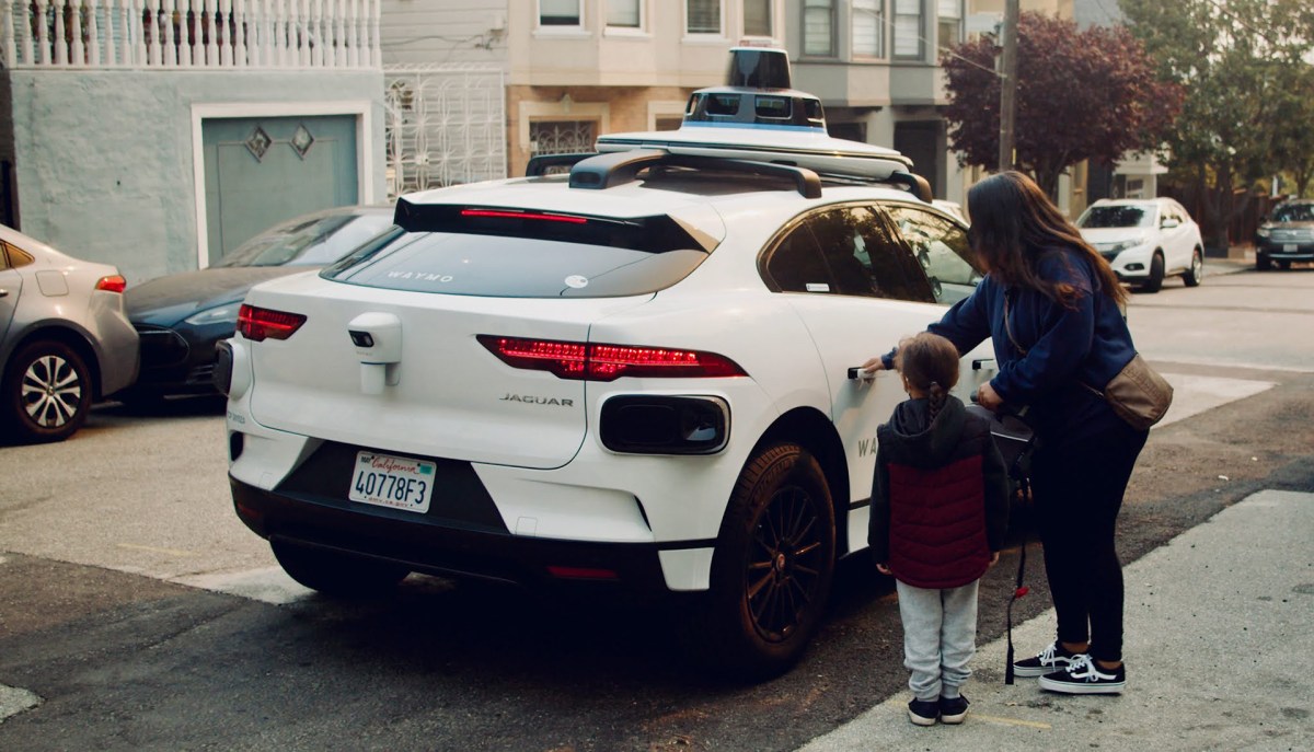 White Jaguar I-Pace SUV equipped with Waymo Driver technology