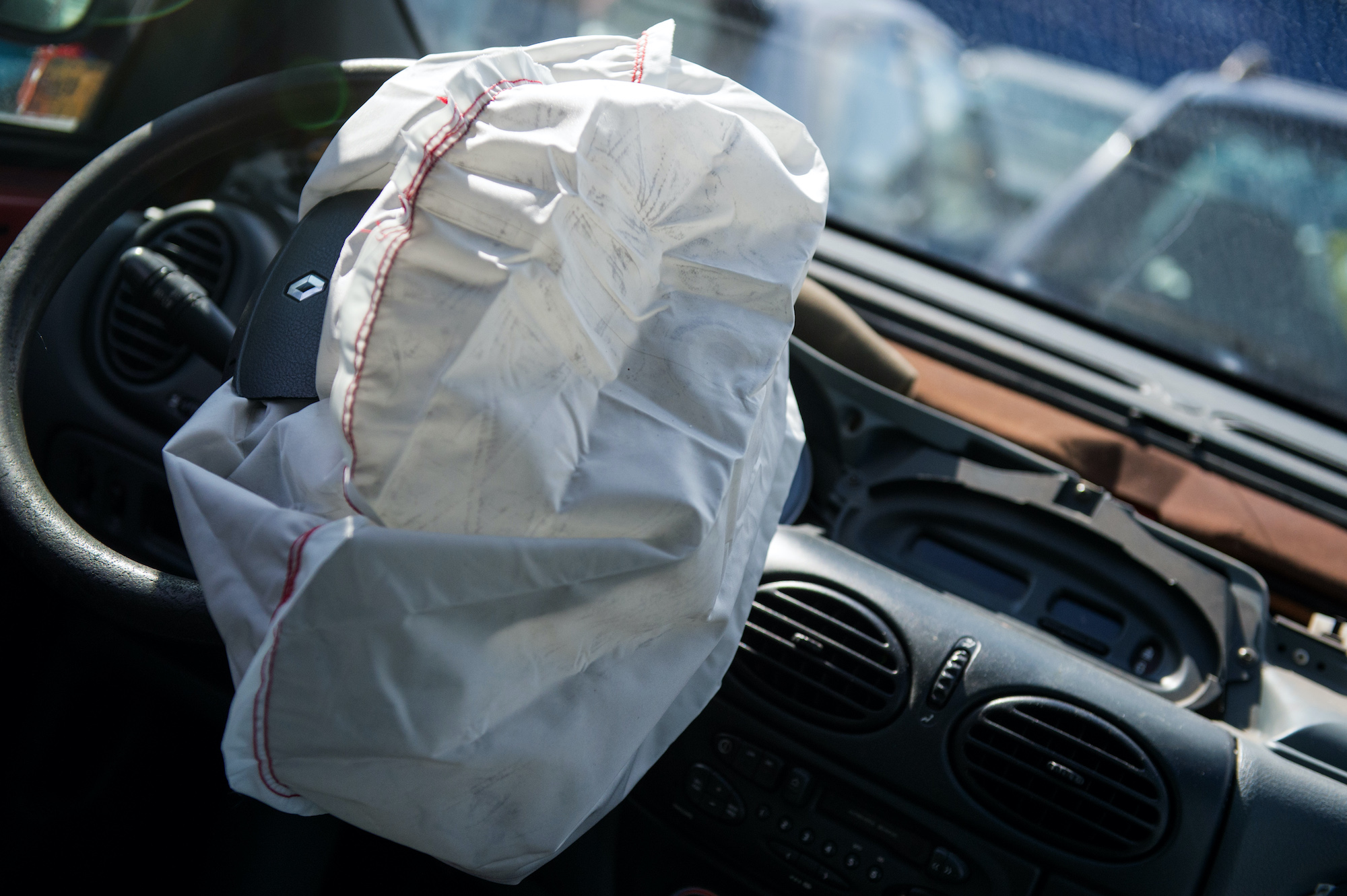 An airbag of a Renault car that was triggered