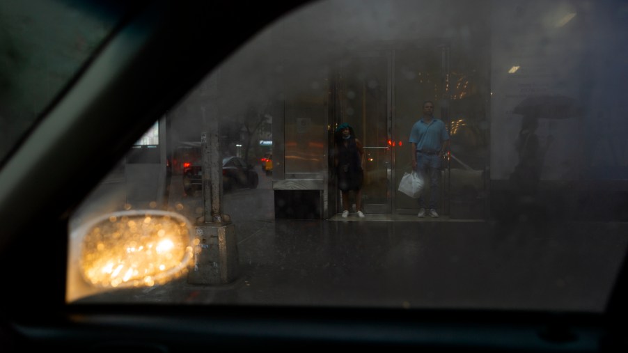 Pedestrians are seen through a car window on July 8, 2021, in Manhattan, New York City