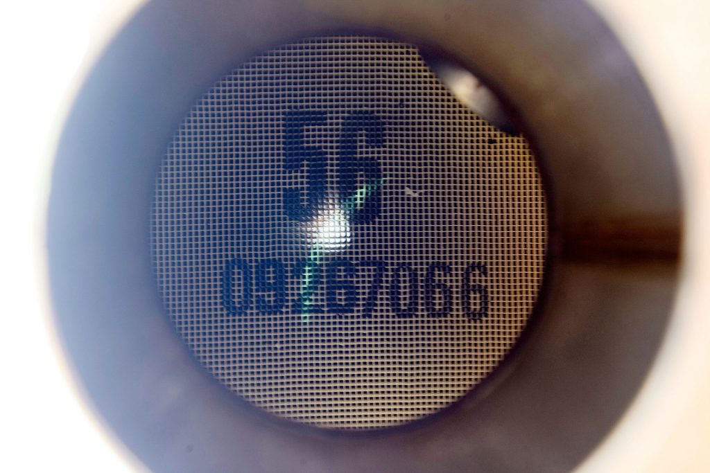 The inside of a catalytic converter.