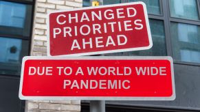 A funny road sign altered by a prank in Hackney Wick, London