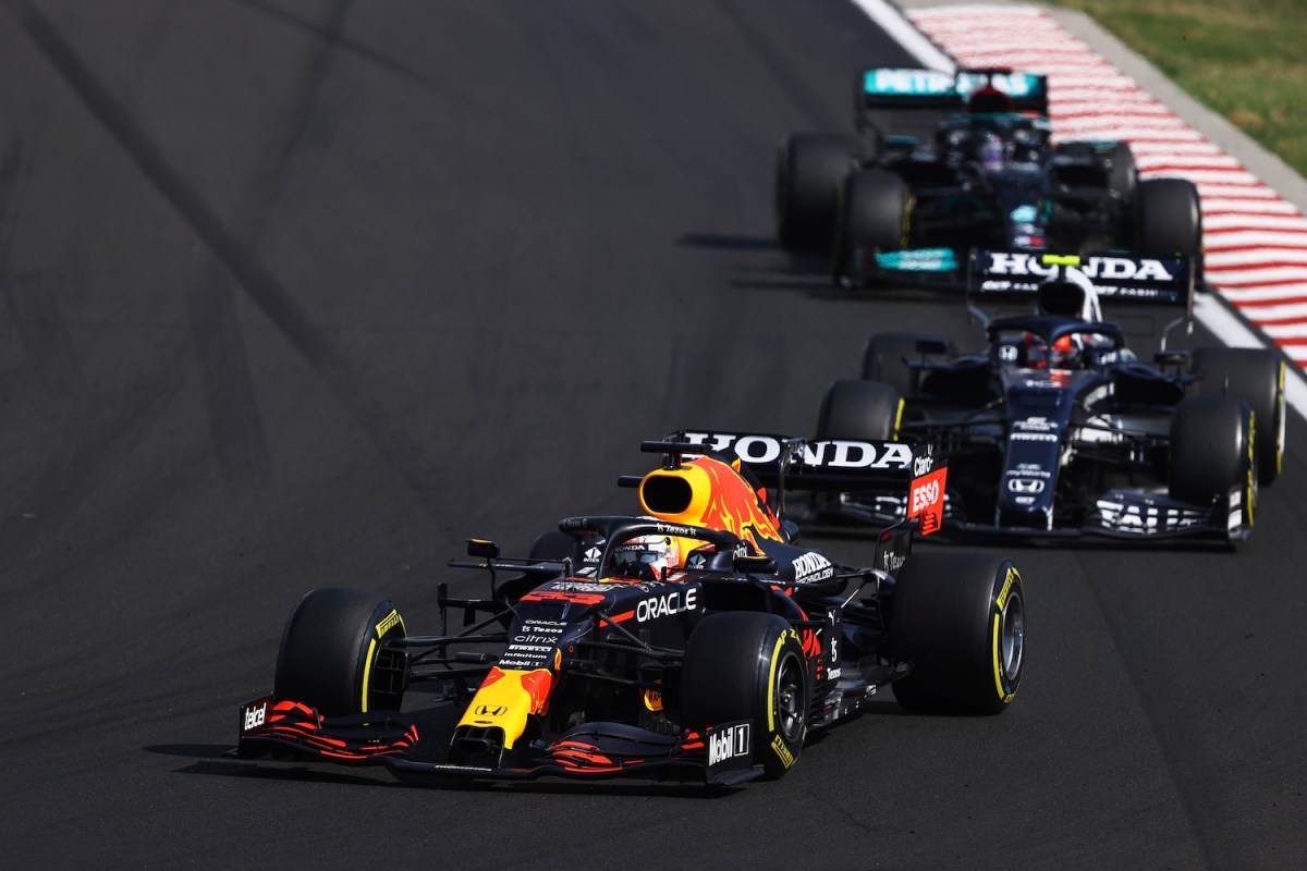 Max Verstappen ahead of Pierre Gasly and Lewis Hamilton at the Hungarian Grand Prix